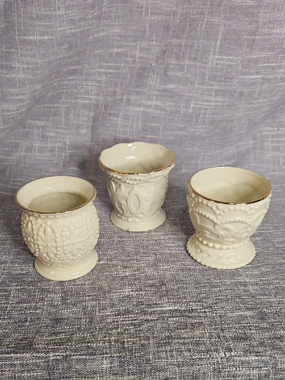 Lenox Cream Ceramic Egg Cups with Gold Trim